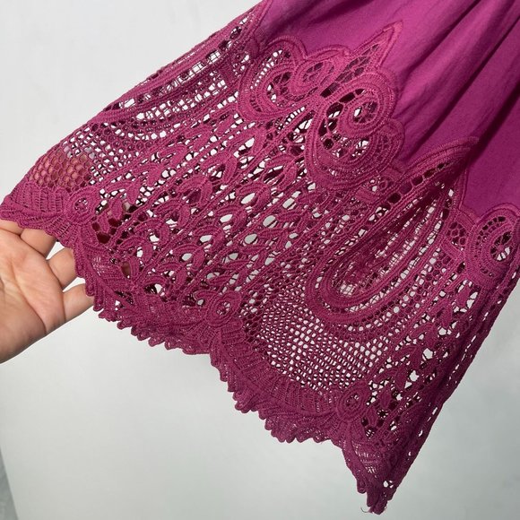 NWT Anthropologie by Chloe Oliver Women's Purple Bell-Sleeve Lace Blouse Size XS - Picture 9 of 12